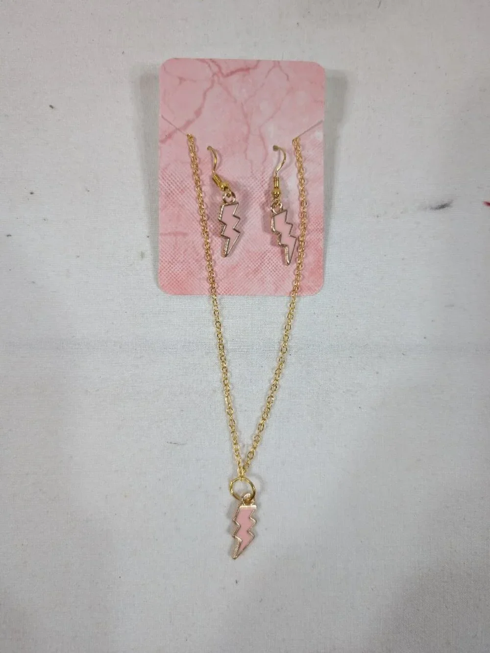 Kids Pink Lightening Bolt Jewelry Set